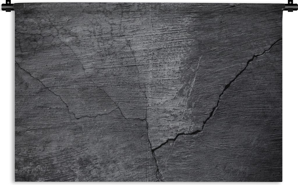 MuchoWow Wandteppich Wandbehang Beton - Schwarz - Riss 60x40 cm Tapisserie Dekoration Wandtuch - Wanddekorationen