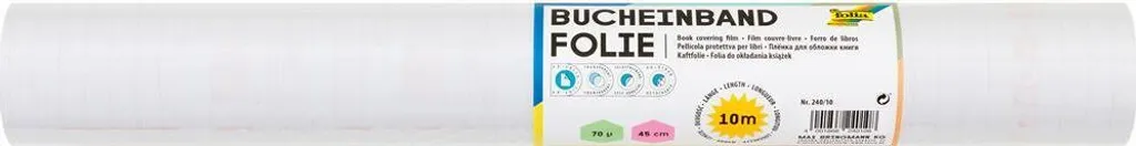 Rouleau couvre-livre transparent adhésif Folia 45cm x 10m pour école