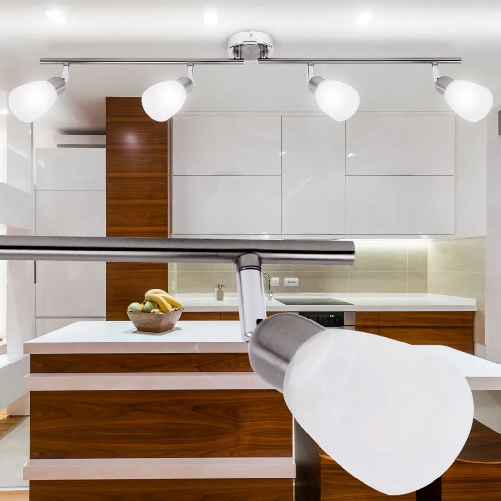 Rampe de spots pivotants Sofia chrome et verre 4 têtes E14 40W max - 5