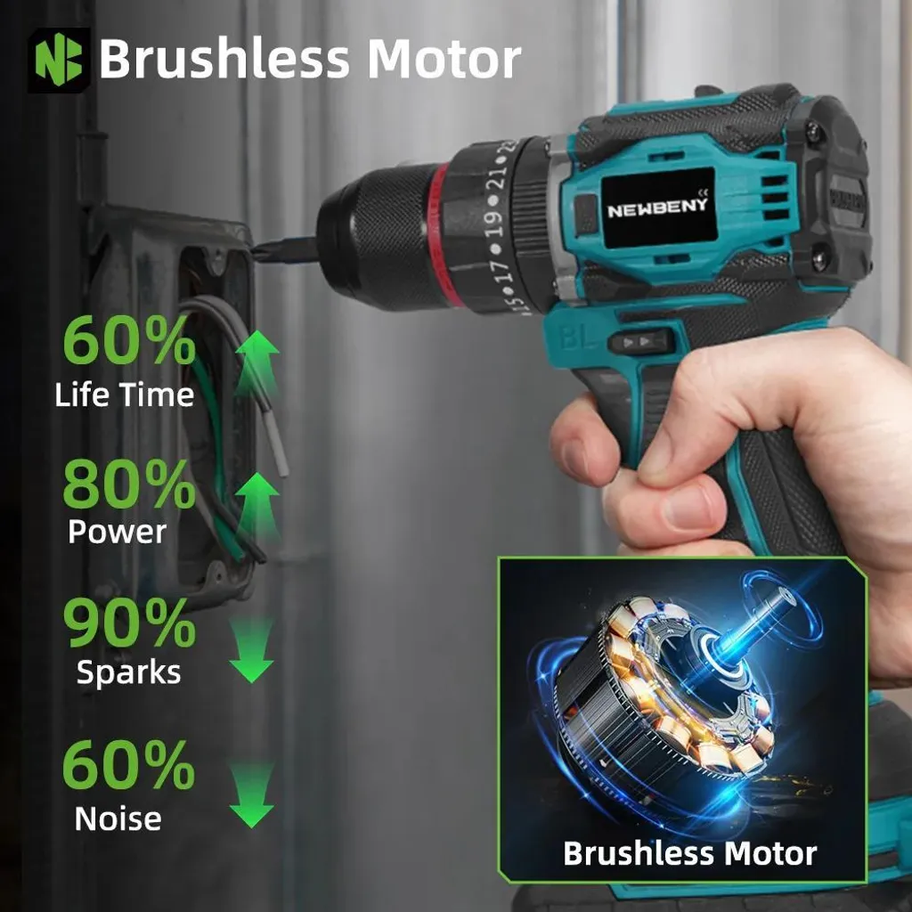 Perceuse à percussion sans fil 80 Nm pour percer facilement les murs durs - 5