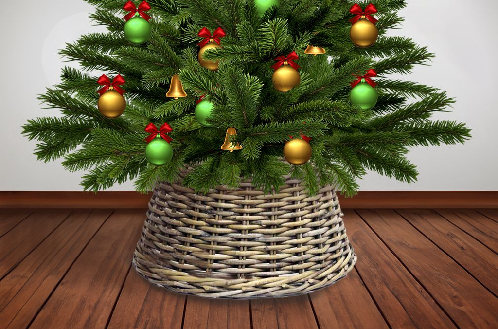 Rattan Weihnachtsbaumrock aus Weide 60 cm - natur hell - Produktbild 2