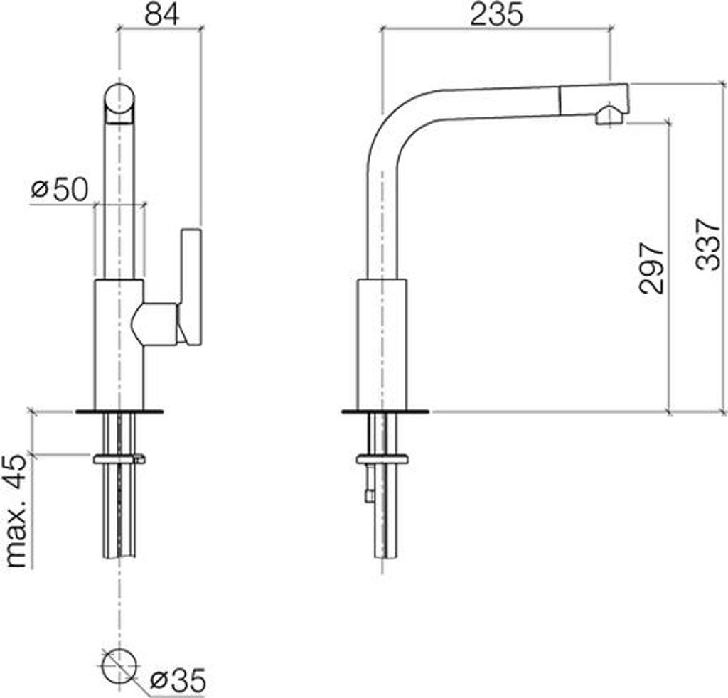 Dornbracht ELIO Einhebelmischer für Spül-/Profibrause, Ausladung 235mm, 33826790-99