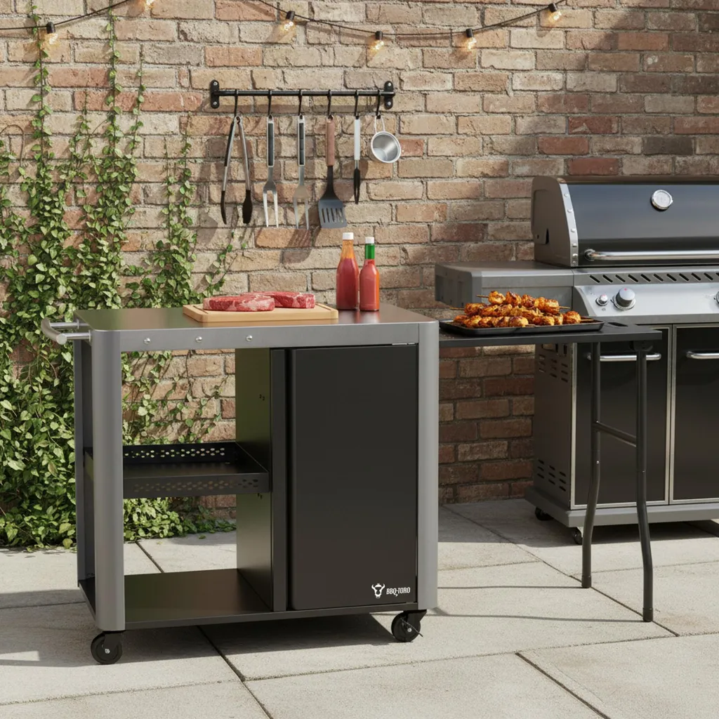 Table de gril et de service avec plan de travail 95 cm - Meuble d'appoint