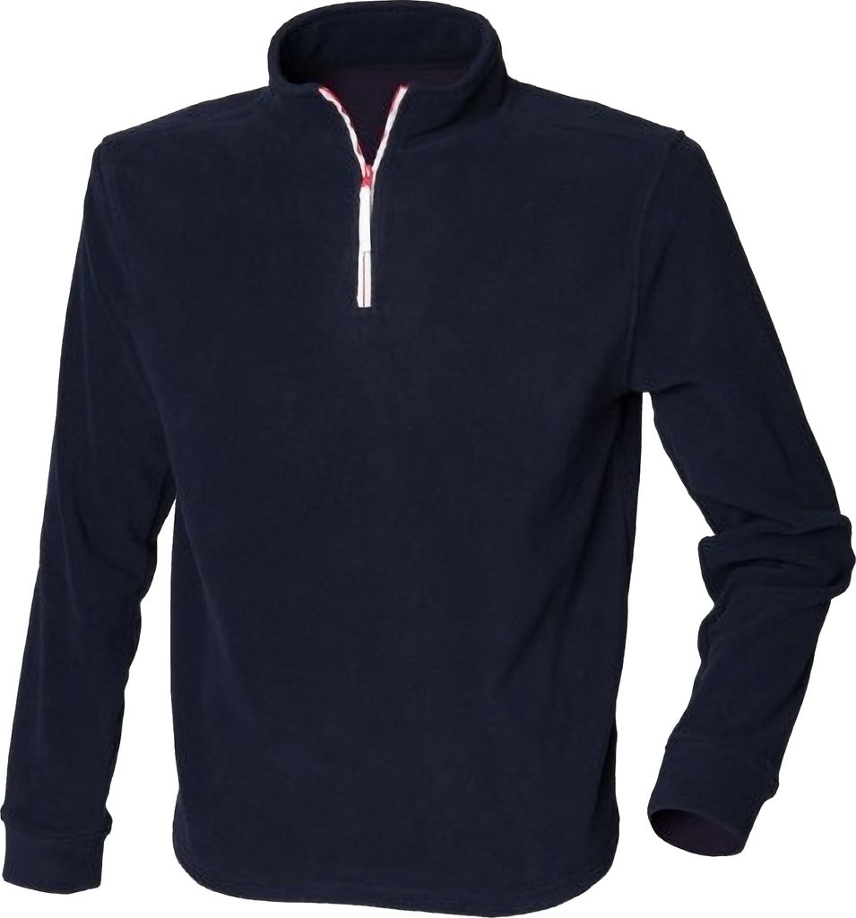 Finden & Hales Herren Fleece-Oberteil mit Reißverschluss am Kragen, langärmlig RW439 (Xsmall) (Marineblau/Weiß)