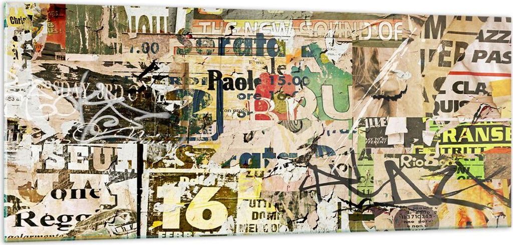 Bilder auf glas - Graffiti modern - 100x40cm - Glasbilder - Wandbilder - Kunstdruck - zum Aufhängen bereit - Wanddekoration aus Glas - Glas Bilder...