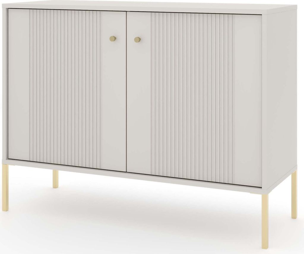 FURNLUX Anrichte Iseo Beige Und Gold 104cm / Hauptfarbe: Grau / Abmessungen: 104 x 79 x 39 cm