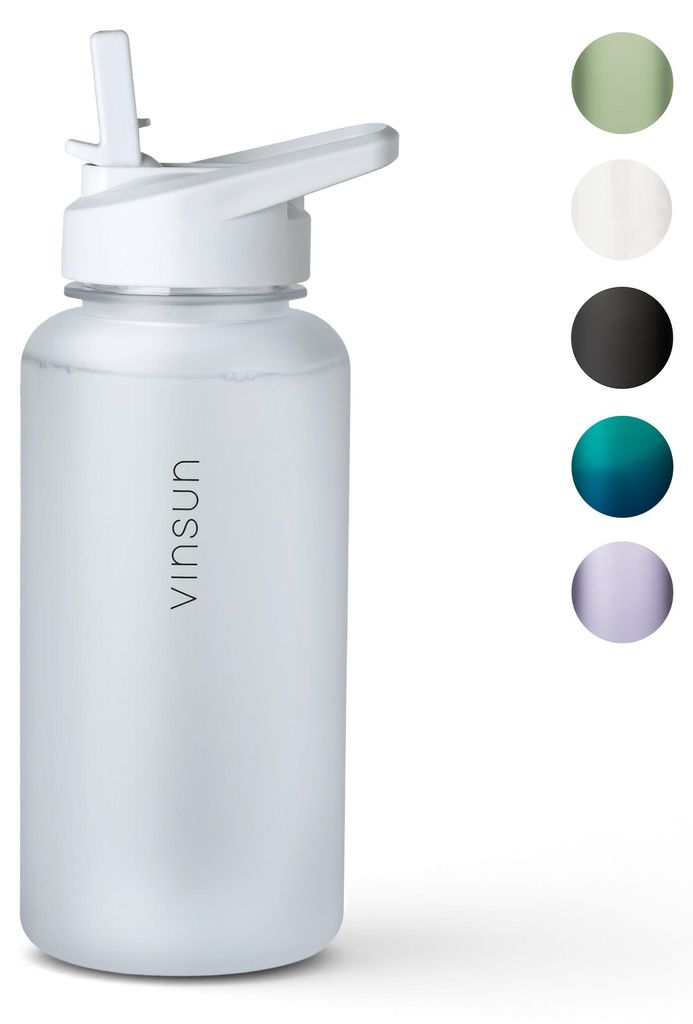 Trinkflasche 1L Sport Flasche Wasserflasche BPA frei weiß Produktbild 