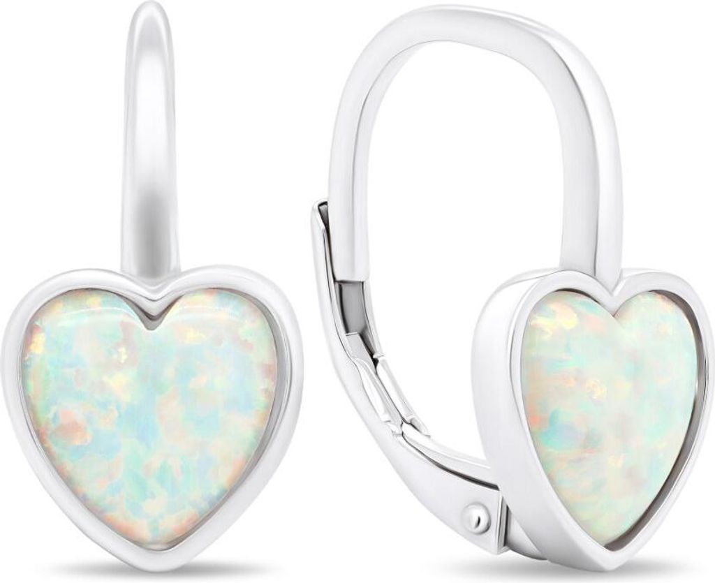 Romantische Silberohrringe mit synthetischen Opalen EA388W