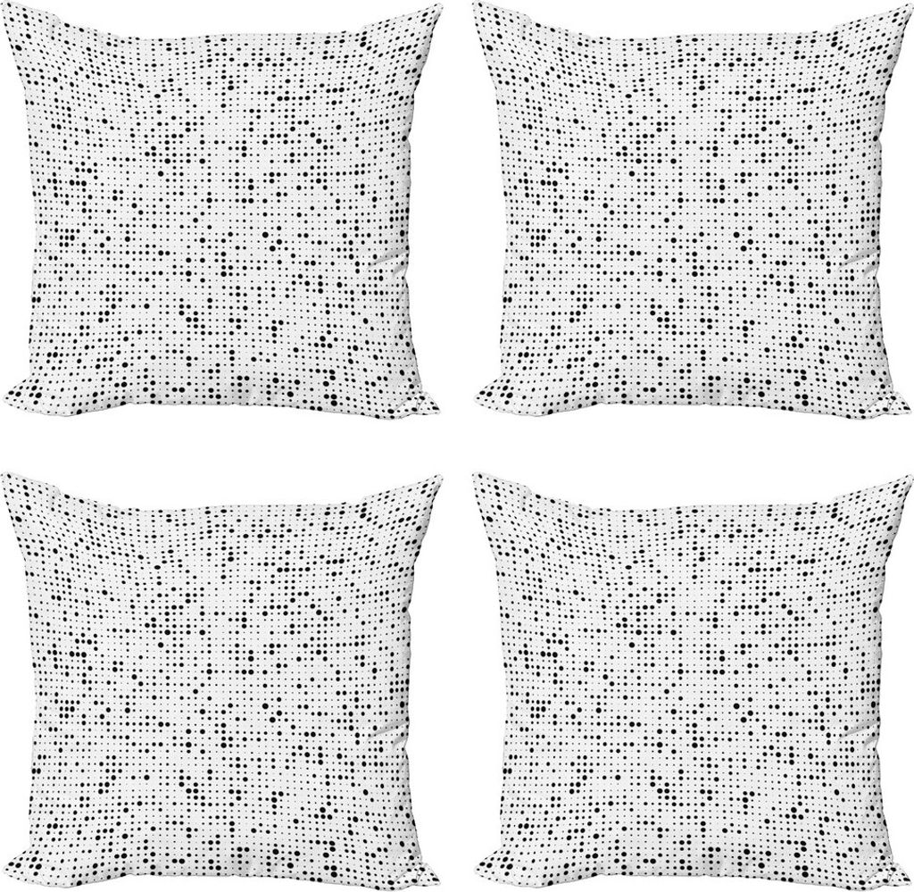ABAKUHAUS Minimalistisch Kissenbezug Set (4 Stück), Digitaler Futuristic Spots, Moderner Doppelseitiger Digitaldruck, 40 cm x 40 cm, Weiß und Sch...