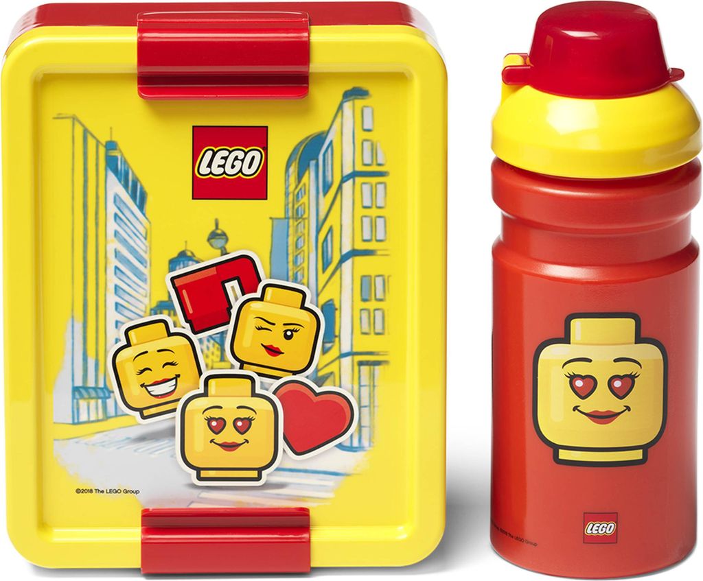 Rot-gelbes Set Lunch Box/Frühstücksdose und Trinkflasche 390ml LEGO Girl Einheitsgröße