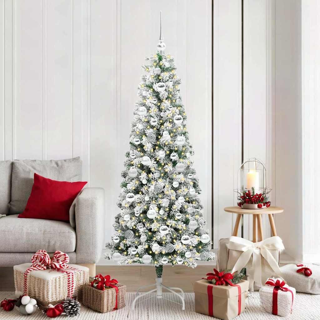 Cloris DesignMöbel Künstlicher klappbarer Weihnachtsbaum Grün und Weiß 180 cm - Christbaumschmuck DE9930075