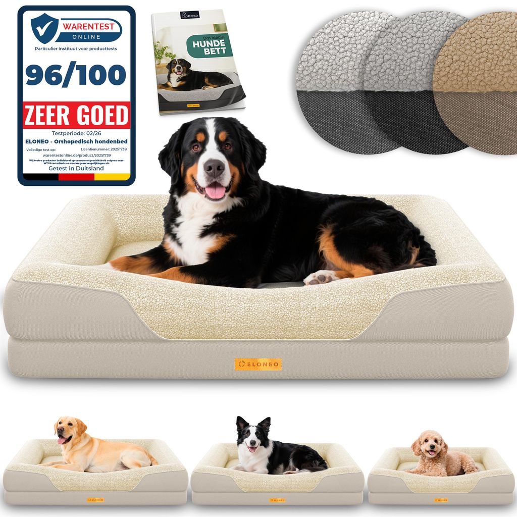 ELONEO Orthopedisch hondenbed, maat XL - Crème Productafbeelding 