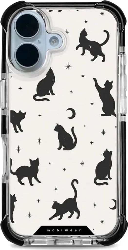 Handyhülle für iPhone 17 mit MagSafe, Mobiwear Elite Bumper, Katzen-Nacht