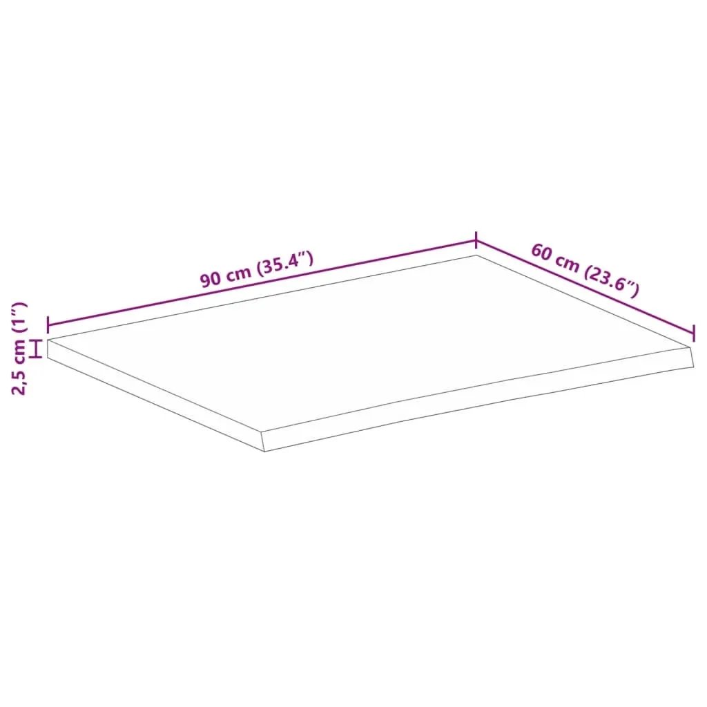 Piano Tavolo Legno Mango 90x60 Bordo Vivo vidaXL - Pezzo Unico - 7