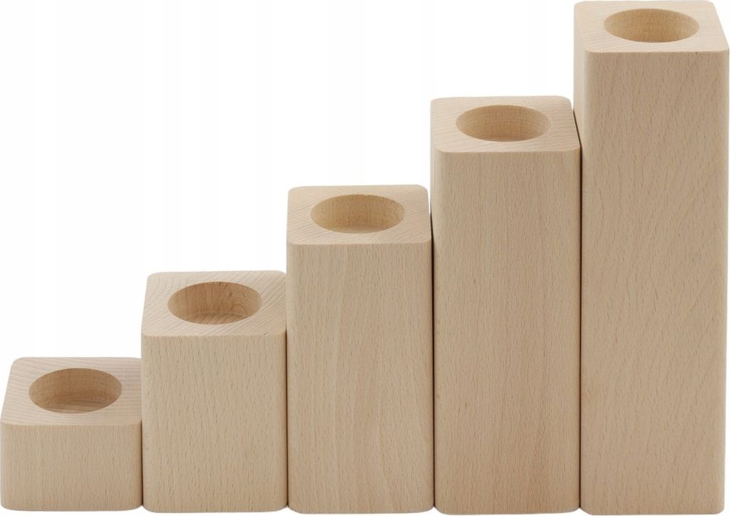 Set Holz-Kerzenhalter mit abgerundeten Ecken aus Buchenholz