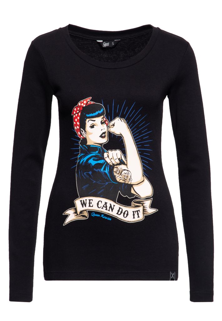 Queen Kerosin Langarmshirt Damen We Can Do It - Longsleeve schwarz L