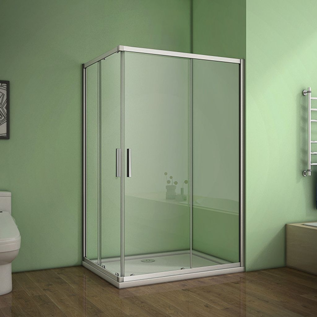 B.100x100xH.185cm Duschkabinen Eckeinstieg eckdusche 5mm Produktbild 