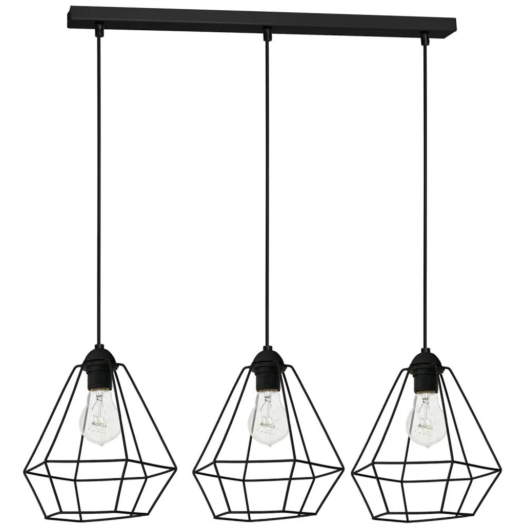 Lampada a Sospensione Alma 3 Nera - Design Industriale E27 3 Luci - 1