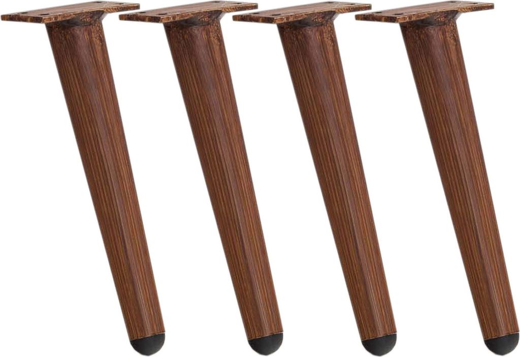 CLP 4er Set Aluminium-Möbelfüße in Holzoptik,dunkelbraun 21 cm