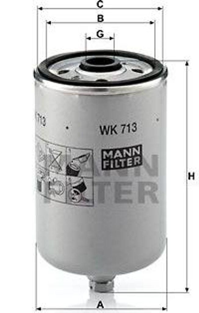 MANN-FILTER WK 713 Kraftstofffilter OE 31261191 kompatibel mit XC90, XC70, V70, S80, S60