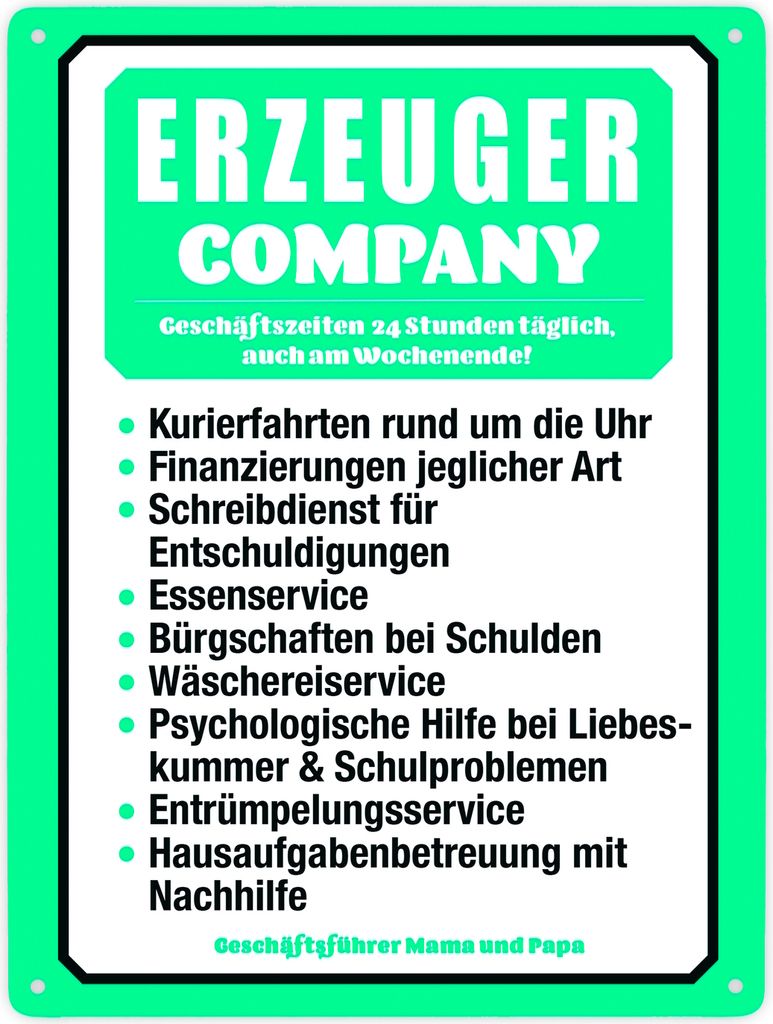 Erzeuger Company Metallschild XXL in 28x38 cm in türkis für Produktbild 