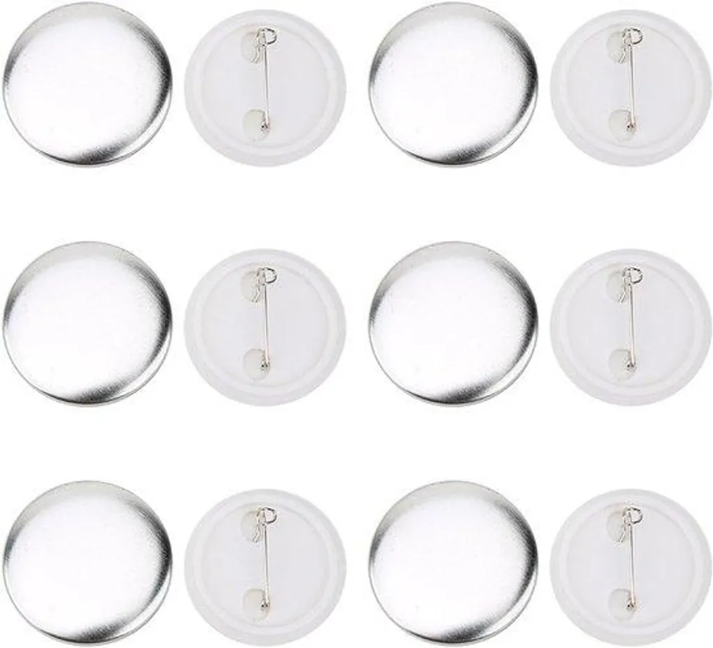Boutons autocollants 37 mm pour bricolage - Lot de 100 pièces blanches