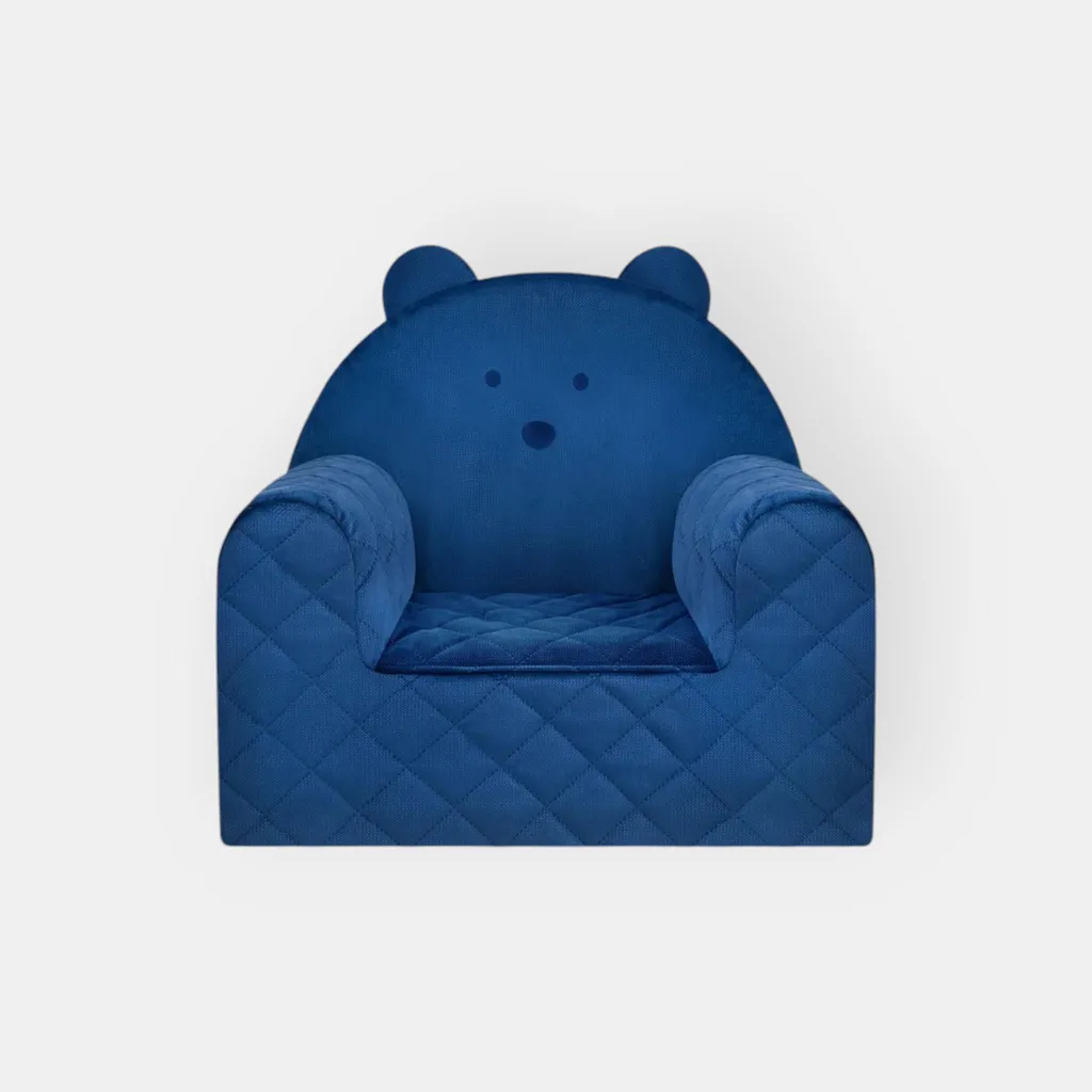 Poltrona Orsetto Blu Bambini Velluto | Regalo Natale Cameretta