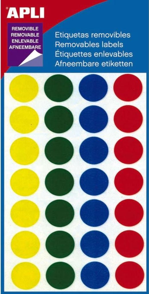 Apli - Ablösbare Etiketten Kreis 15 mm (B x H), 112 Stück