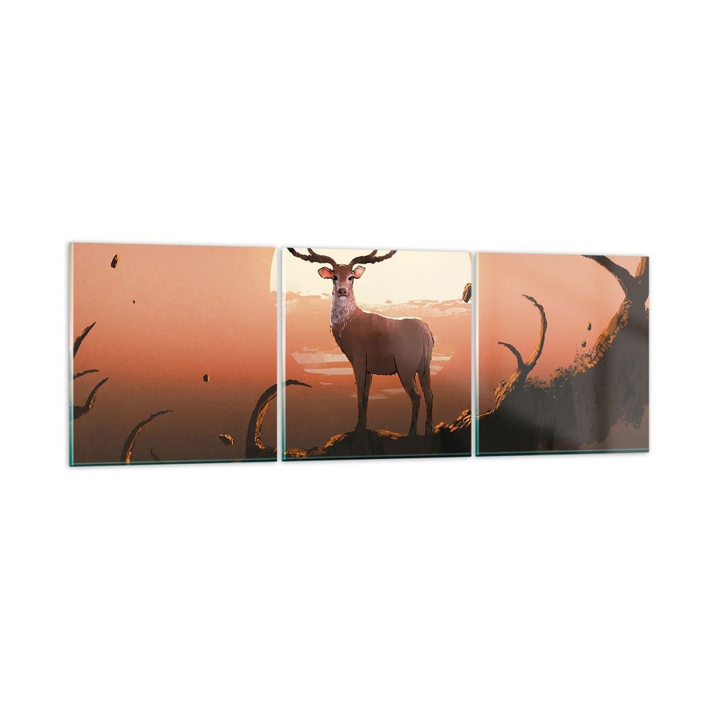 Bilder auf glas - Hirsch Geweih Hörner - 120x40cm - Glasbilder - Wandbilder - Kunstdruck - zum Aufhängen bereit - Wanddekoration aus Glas - Glas ...