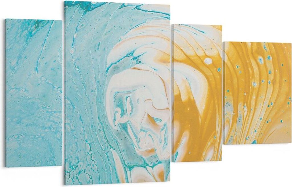 Bild auf Leinwand - Leinwandbild - 4 Teile - Abstraktion verschüttet Farben - 120x70cm - Wand Bild - Wanddeko - Wandbilder - Leinwanddruck - Bilde...