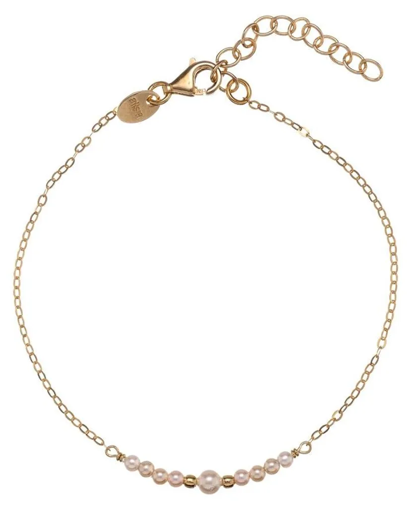 Bracelet chaîne en plaqué or avec perles blanches nacrées élégantes