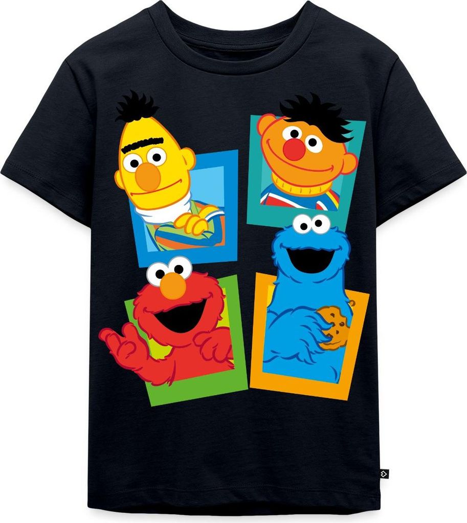 Spreadshirt Sesamstraße Kacheln Ernie und Bert Kinder Premium T-Shirt, 110/116 (4 Jahre), Navy