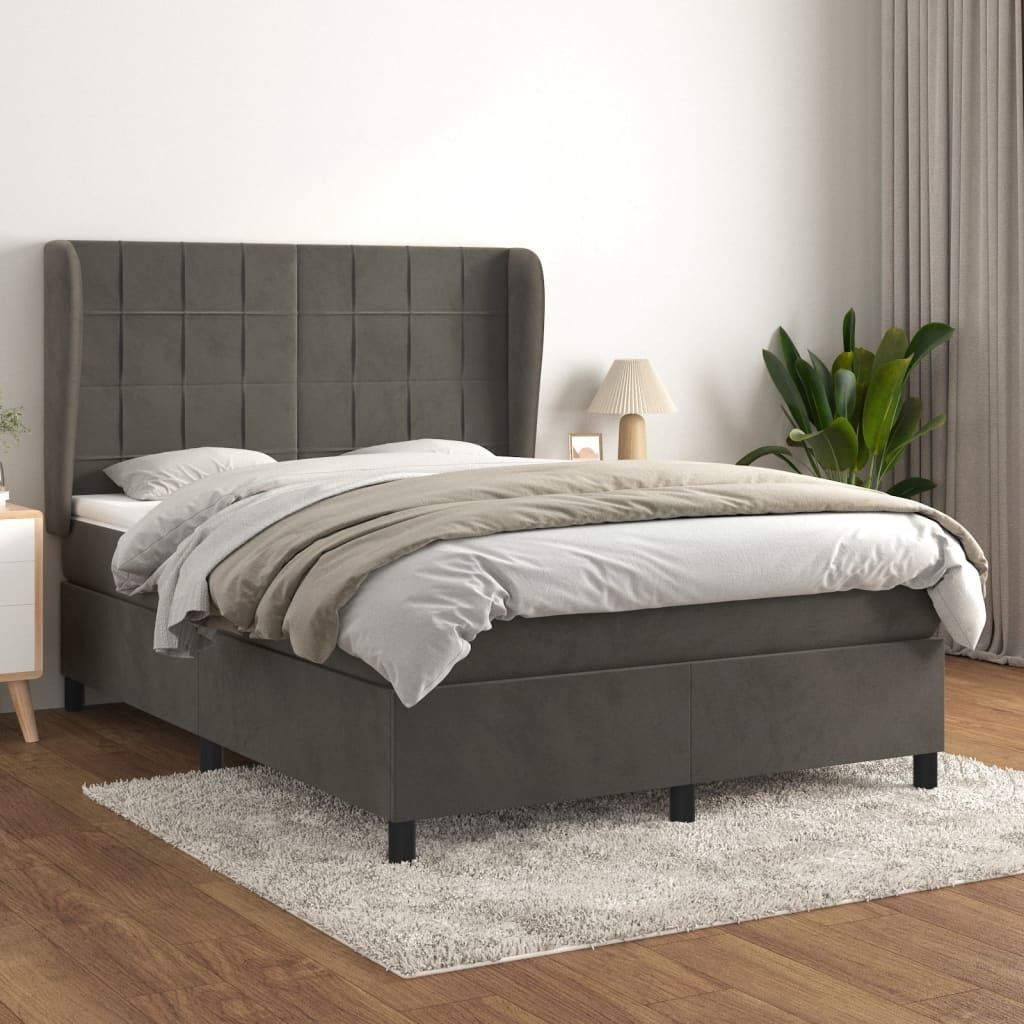 Maison Exclusive - Boxspringbett mit Matratze Dunkelgrau 140x190 cm Samt