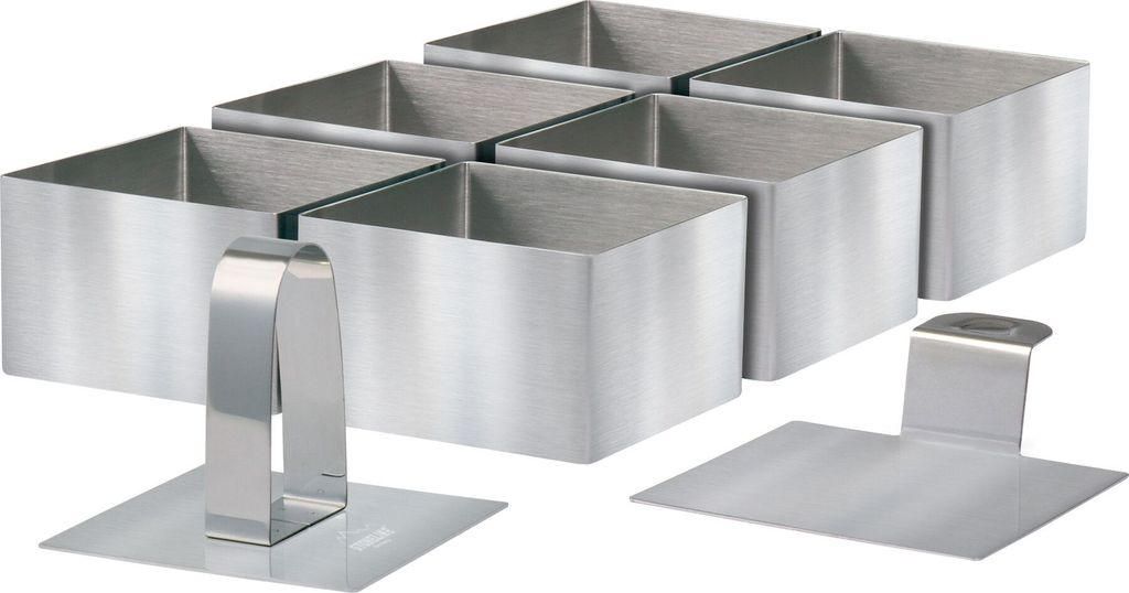 STONELINE Dessertringe Speiseringe Eckig Set 8-teilig | Edelstahl