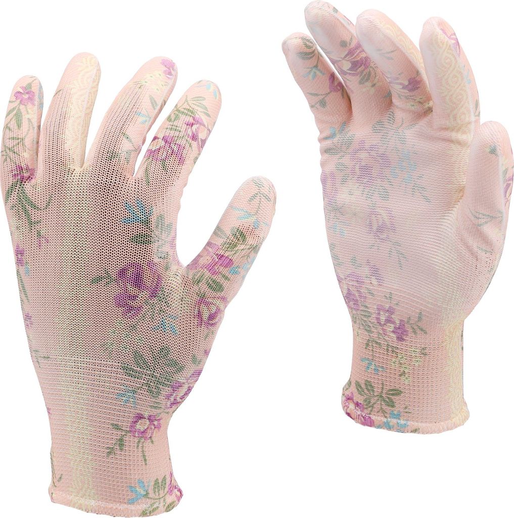 Gartenhandschuhe Blumen - beige 8"""" 74128 FLO