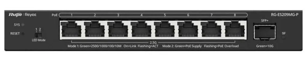 Switch Reyee PoE Managed Cloud Layer2 8 Ports MultiGigabit et SFP+ 10Gbps
