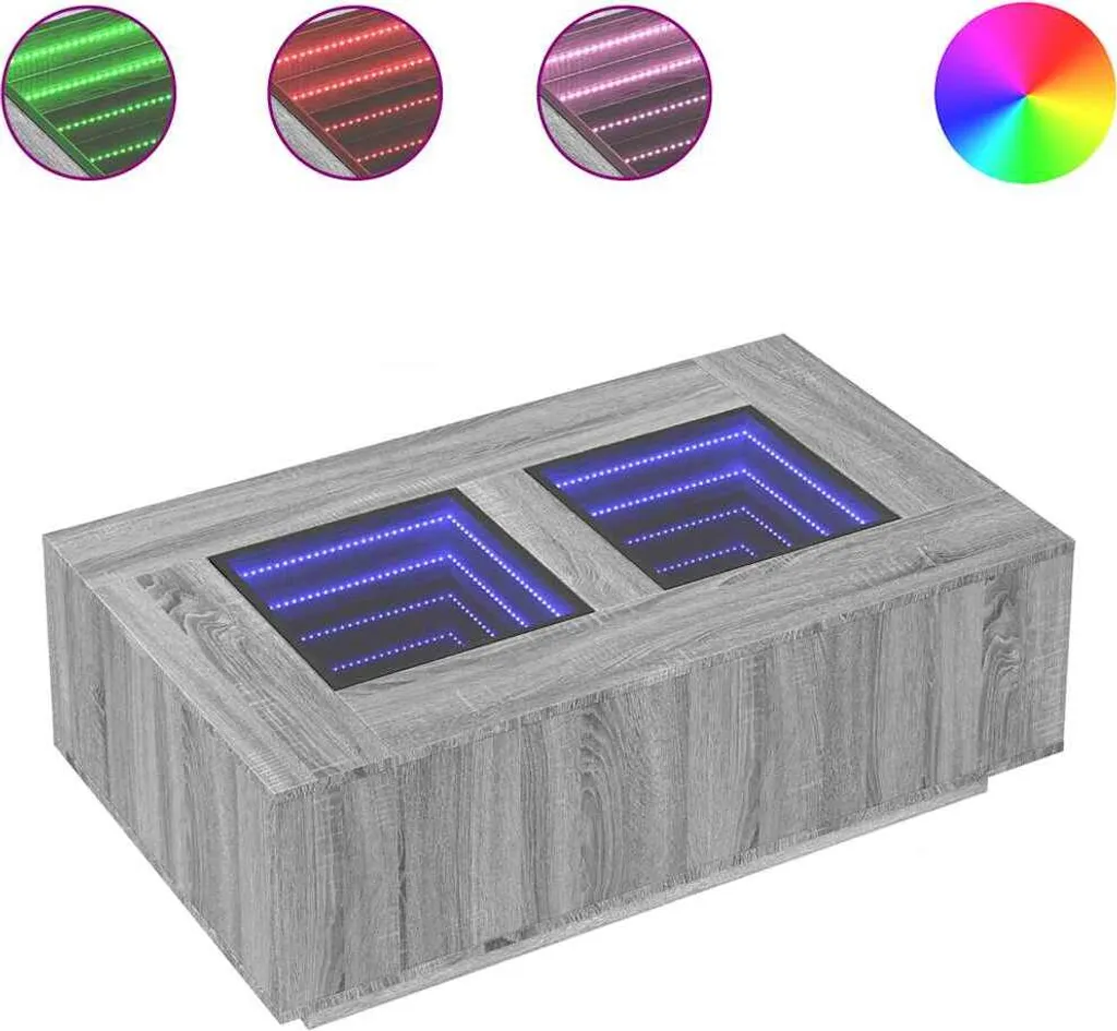 vidaXL Table basse LED Infinity Gris Sonoma 116x69x40 cm design moderne