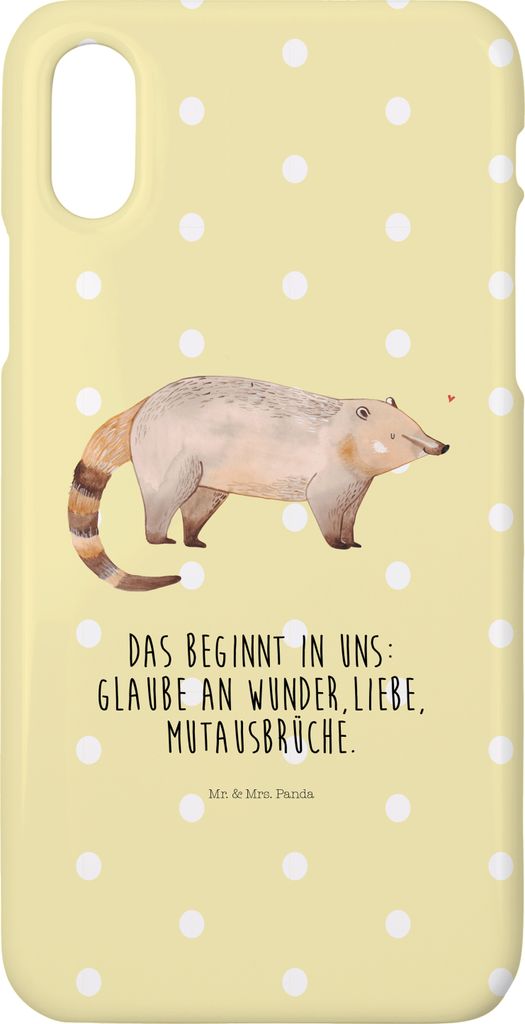 Mr. & Mrs. Panda Iphone 10 Handyhülle Nasenbaer - Gelb Pastell - Geschenk, Lustige Sprüche, Rüsselbär, Hülle, X, Nasenbären, Nasenbär, Cover...