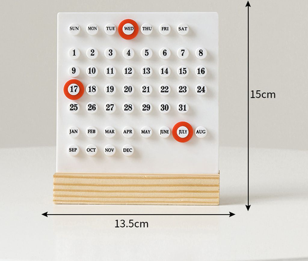 Kreative Holzkalender-Ornament mit Kreis, Jahr 2024, Jahreskalender, Schreibtischkalender, personalisierte Büro-Desktop-Dekoration, Foto-Requisiten
