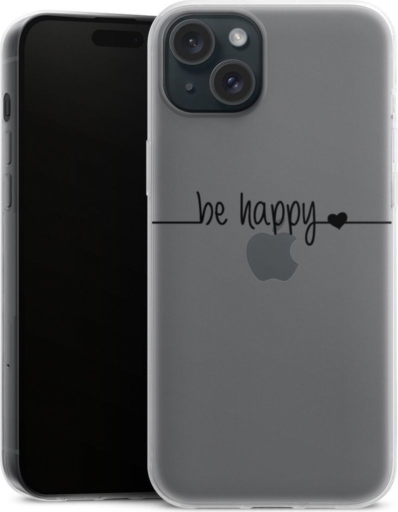DeinDesign Slim Hülle für Apple iPhone 15 Plus Silikon Case Ultra Dünn Handyhülle Glück Statement Motiv ohne Hintergrund