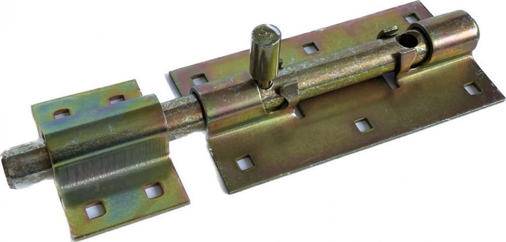 BKshop | Türriegel - 200x80 mm - Gelb Verzinkt - Für Türen und Schränke - Torriegel - WO 200 - Rundbolzen