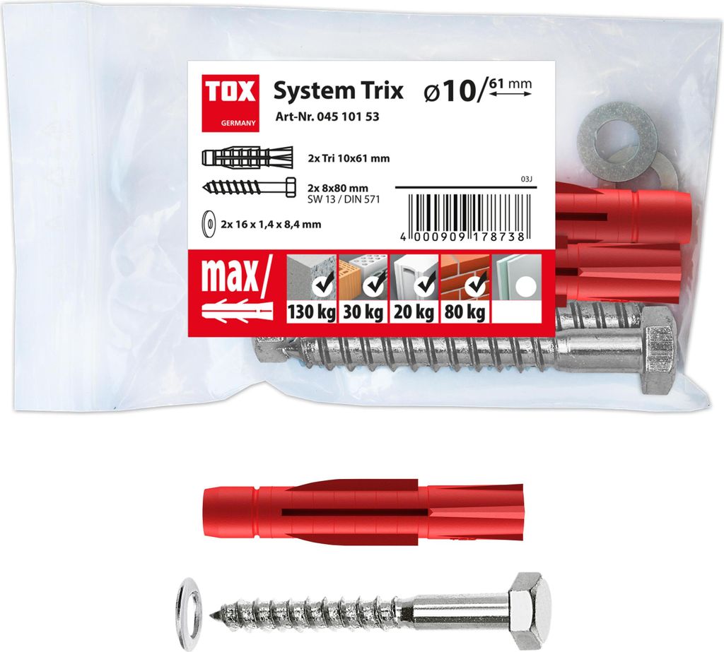 TOX Montagesatz System Trix 10x61 mm / innen