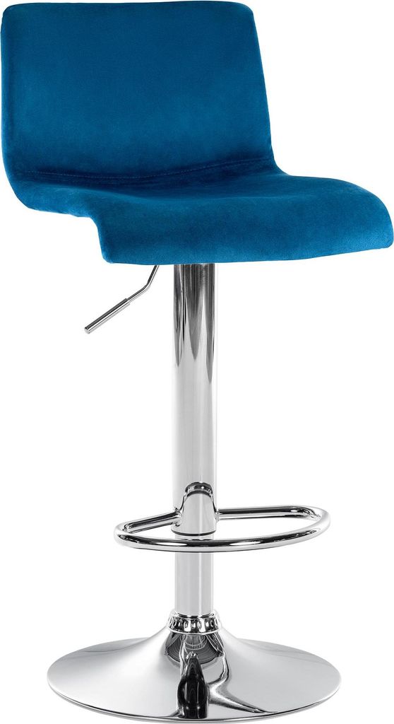 CLP Barhocker Hover Samtbezug höhenverstellbar drehbar mit Rückenlehne blau Material Gestell Metall in Chromoptik