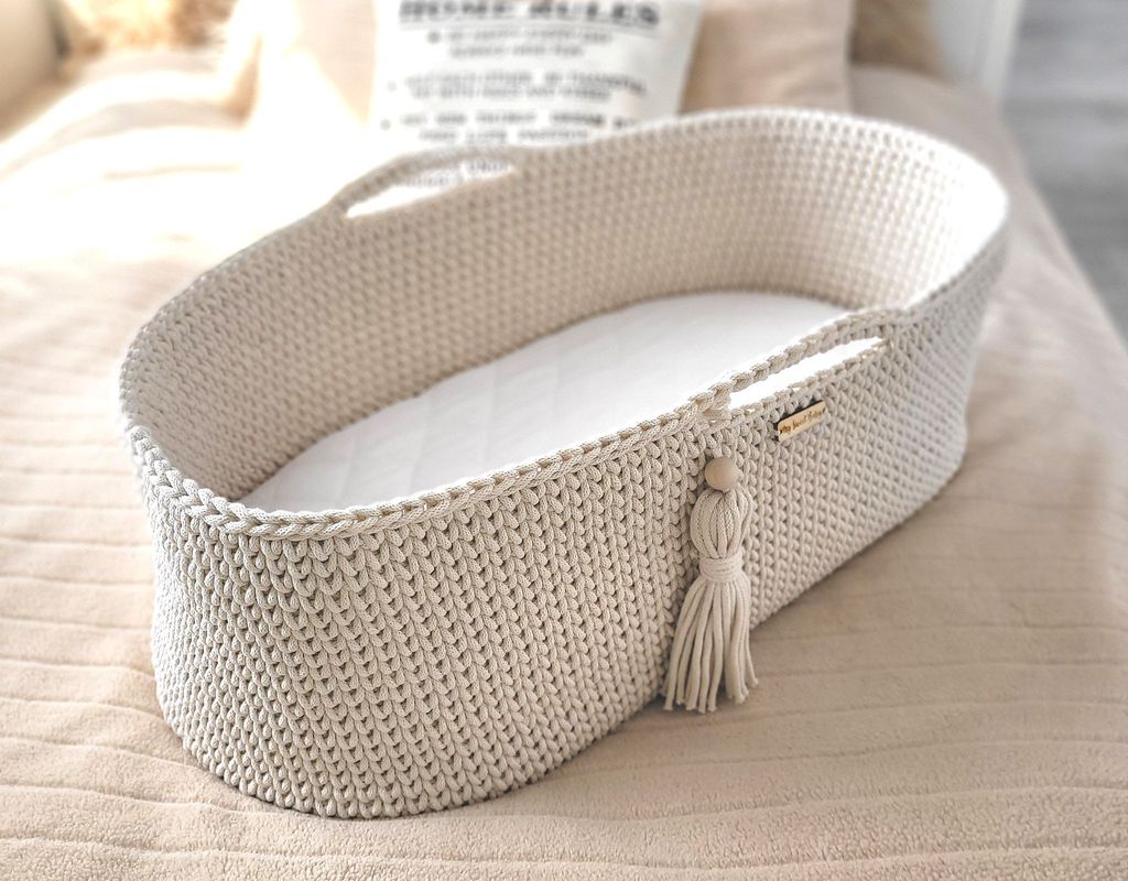 Cestino di cotone in stile boho fatto a mano con Immagine del prodotto 