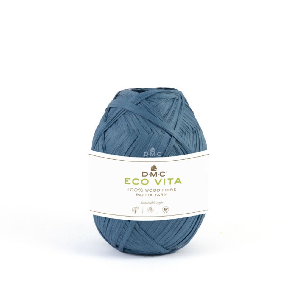 DMC Eco Vita Raffia, 100 % Holzfasern(Bast) z. Häkeln/Stricken,50g/100m,Handwäsche 07 blau