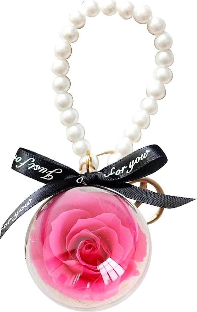 Konservierte ewige Blume Schlüsselanhänger Schultasche hängende Schnalle kreatives Souvenir-Heißes Rosa