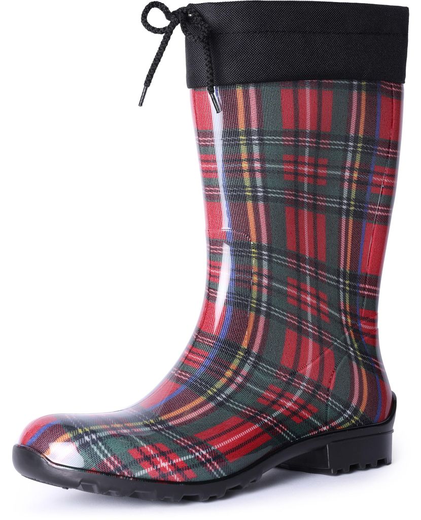 Ladeheid Damen Gummistiefel mit Stulpe LA-968 (Rot/Gitter, Produktbild 