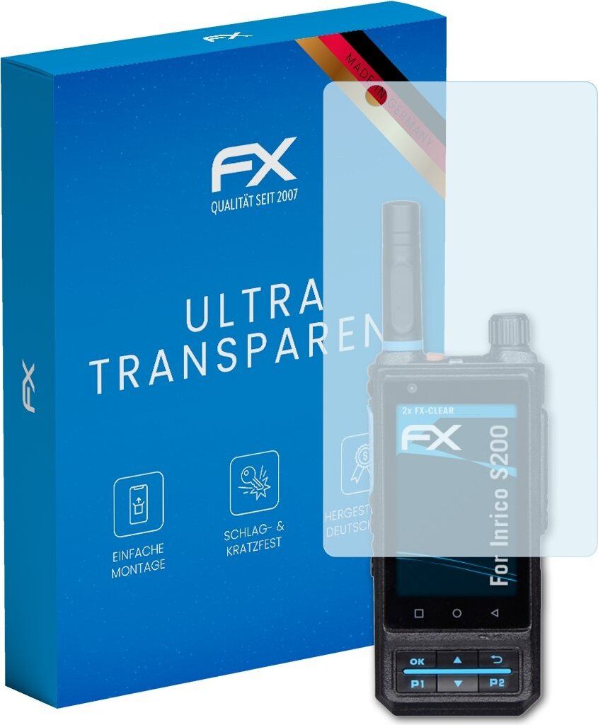 atFoliX FX-Clear 2x Schutzfolie kompatibel mit Inrico S200 Displayschutzfolie