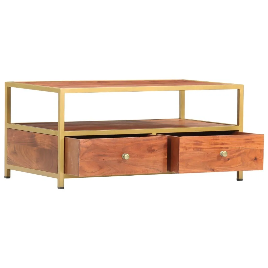 vidaXL Table Basse 90x50x40 cm en Bois d'Acacia Massif Design Industriel