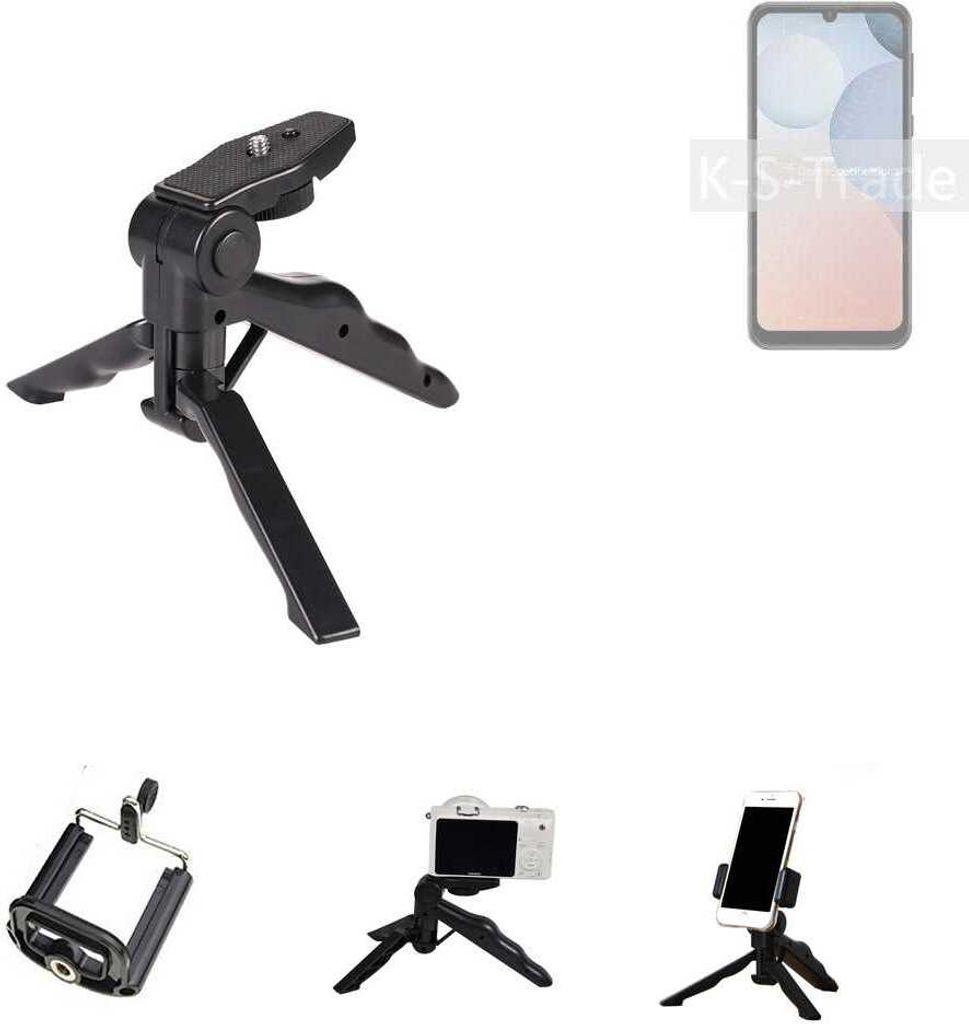 K-S-Trade Stativ Tisch-Ständer Dreibein Handy-Stativ Ständer kompatibel mit Ulefone Note 6T Mini-Stativ Smartphone Tripod Handy-Stativ aus Plastik